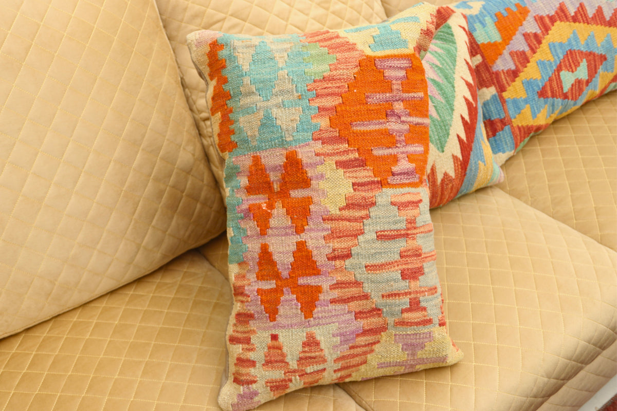 Multicolor Geometric Wool Cushion Set of 3 | Premium Decorative Cushion
