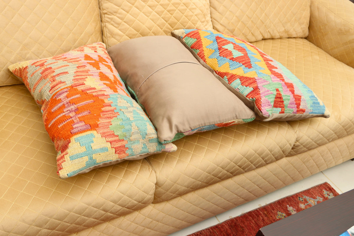 Multicolor Geometric Wool Cushion Set of 3 | Premium Decorative Cushion