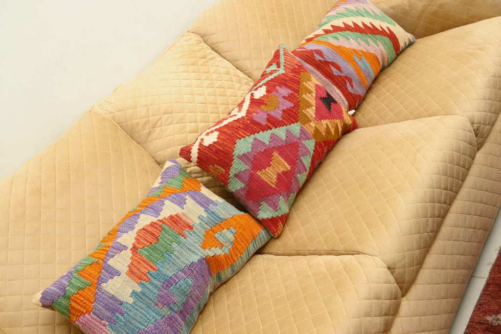 Luxury Multicolor Geometric Wool Cushion Set of 3 | Zilliy