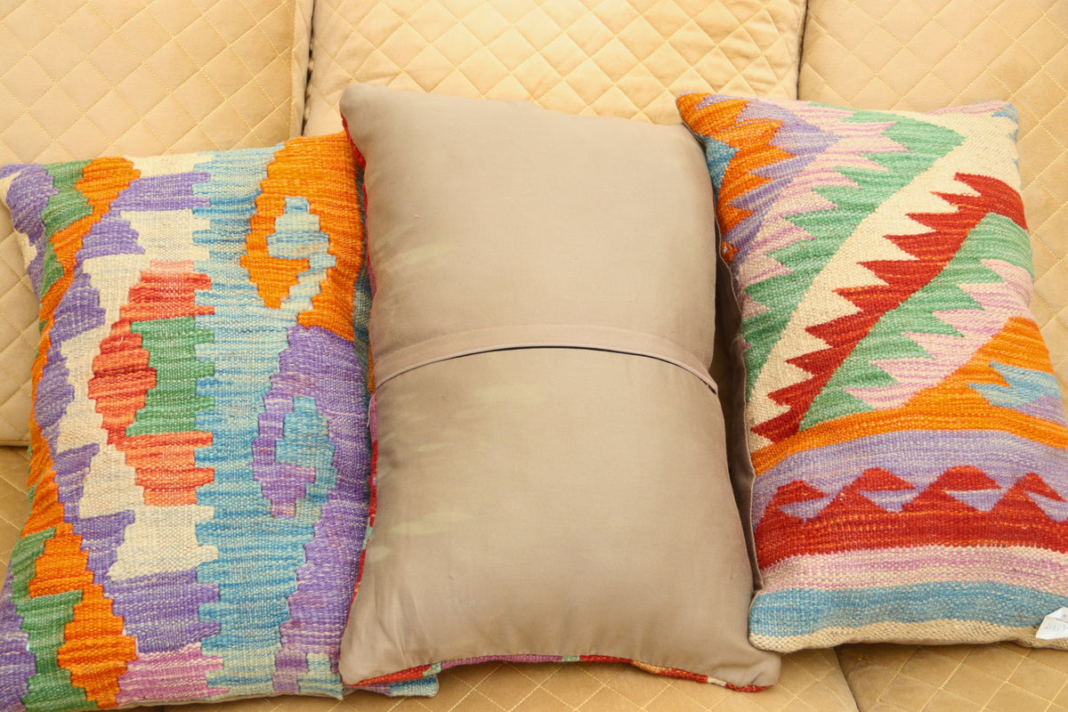 Luxury Multicolor Geometric Wool Cushion Set of 3 | Zilliy