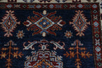 3x5 Blue Super Kazak Geometric Area Rug | Handmade Wool & Cotton Rug