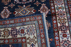 3x5 Blue Super Kazak Geometric Area Rug | Handmade Wool & Cotton Rug