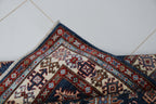 3x5 Blue Super Kazak Geometric Area Rug | Handmade Wool & Cotton Rug
