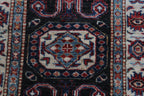 2x3 Black Super Kazak Geometric Area Rug | Handmade Wool & Cotton Rug