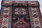 2x3 Black Super Kazak Geometric Area Rug | Handmade Wool & Cotton Rug