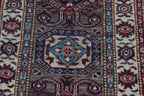 2x3 Gray Super Kazak Geometric Area Rug | Handmade Wool & Cotton Rug