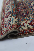 2x3 Gray Super Kazak Geometric Area Rug | Handmade Wool & Cotton Rug