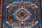 2.5x4 Blue Super Kazak Geometric Area Rug | Handmade Wool & Cotton Rug
