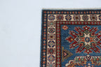 2.5x4 Blue Super Kazak Geometric Area Rug | Handmade Wool & Cotton Rug