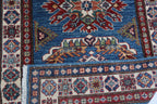 2.5x4 Blue Super Kazak Geometric Area Rug | Handmade Wool & Cotton Rug
