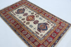 2.5x4 Beige Super Kazak Geometric Area Rug | Handmade Wool & Cotton Rug