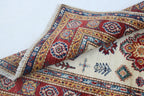 2.5x4 Beige Super Kazak Geometric Area Rug | Handmade Wool & Cotton Rug