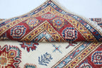 2.5x4 Beige Super Kazak Geometric Area Rug | Handmade Wool & Cotton Rug