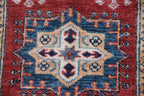 2.5x4 Red Super Kazak Geometric Area Rug | Handmade Wool & Cotton Rug