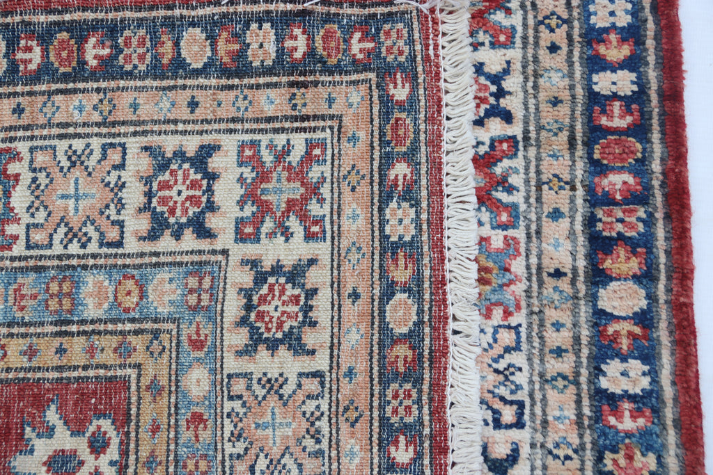 2.5x4 Red Super Kazak Geometric Area Rug | Handmade Wool & Cotton Rug