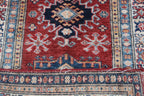 2.5x4 Red Super Kazak Geometric Area Rug | Handmade Wool & Cotton Rug