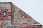 2.5x4 Red Super Kazak Geometric Area Rug | Handmade Wool & Cotton Rug