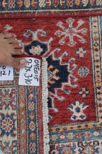 2.5x4 Red Super Kazak Geometric Area Rug | Handmade Wool & Cotton Rug