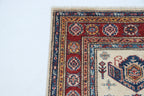 2.5x4 Beige Super Kazak Geometric Area Rug | Handmade Wool & Cotton Rug