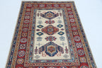 2.5x4 Beige Super Kazak Geometric Area Rug | Handmade Wool & Cotton Rug