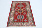 2.5x4 Red Super Kazak Geometric Area Rug | Handmade Wool & Cotton Rug