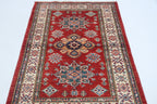 2.5x4 Red Super Kazak Geometric Area Rug | Handmade Wool & Cotton Rug
