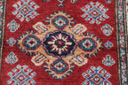 2.5x4 Red Super Kazak Geometric Area Rug | Handmade Wool & Cotton Rug