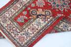 2.5x4 Red Super Kazak Geometric Area Rug | Handmade Wool & Cotton Rug