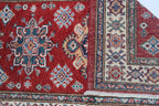 2.5x4 Red Super Kazak Geometric Area Rug | Handmade Wool & Cotton Rug