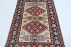 2.5x4 Beige Super Kazak Geometric Area Rug | Handmade Wool & Cotton Rug