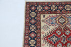 2.5x4 Beige Super Kazak Geometric Area Rug | Handmade Wool & Cotton Rug