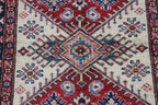 2.5x4 Beige Super Kazak Geometric Area Rug | Handmade Wool & Cotton Rug
