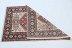 2.5x4 Beige Super Kazak Geometric Area Rug | Handmade Wool & Cotton Rug