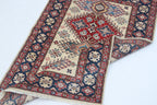 2.5x4 Beige Super Kazak Geometric Area Rug | Handmade Wool & Cotton Rug