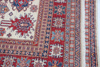 5.5x8 Beige Super Kazak Geometric Area Rug | Handmade Wool & Cotton Rug