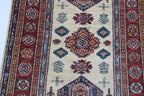 2.5x4 Beige Super Kazak Geometric Area Rug | Handmade Wool & Cotton Rug