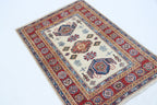 2.5x4 Beige Super Kazak Geometric Area Rug | Handmade Wool & Cotton Rug