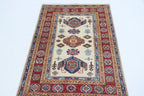 2.5x4 Beige Super Kazak Geometric Area Rug | Handmade Wool & Cotton Rug