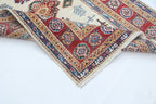 2.5x4 Beige Super Kazak Geometric Area Rug | Handmade Wool & Cotton Rug