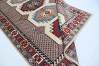 6.5x9.5 Beige Super Kazak Geometric Area Rug | Handmade Wool & Cotton Rug