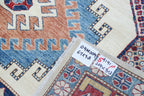 6.5x9.5 Beige Super Kazak Geometric Area Rug | Handmade Wool & Cotton Rug