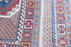 5.5x8 Beige Super Kazak Geometric Area Rug | Handmade Wool & Cotton Rug