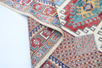 5.5x8 Beige Super Kazak Geometric Area Rug | Handmade Wool & Cotton Rug