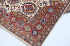 5.5x8 Beige Super Kazak Geometric Area Rug | Handmade Wool & Cotton Rug