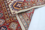 5.5x8 Beige Super Kazak Geometric Area Rug | Handmade Wool & Cotton Rug