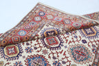 5.5x8 Beige Super Kazak Geometric Area Rug | Handmade Wool & Cotton Rug