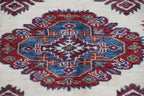 5.5x8 Beige Super Kazak Geometric Area Rug | Handmade Wool & Cotton Rug