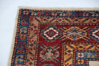 5.5x8 Beige Super Kazak Geometric Area Rug | Handmade Wool & Cotton Rug