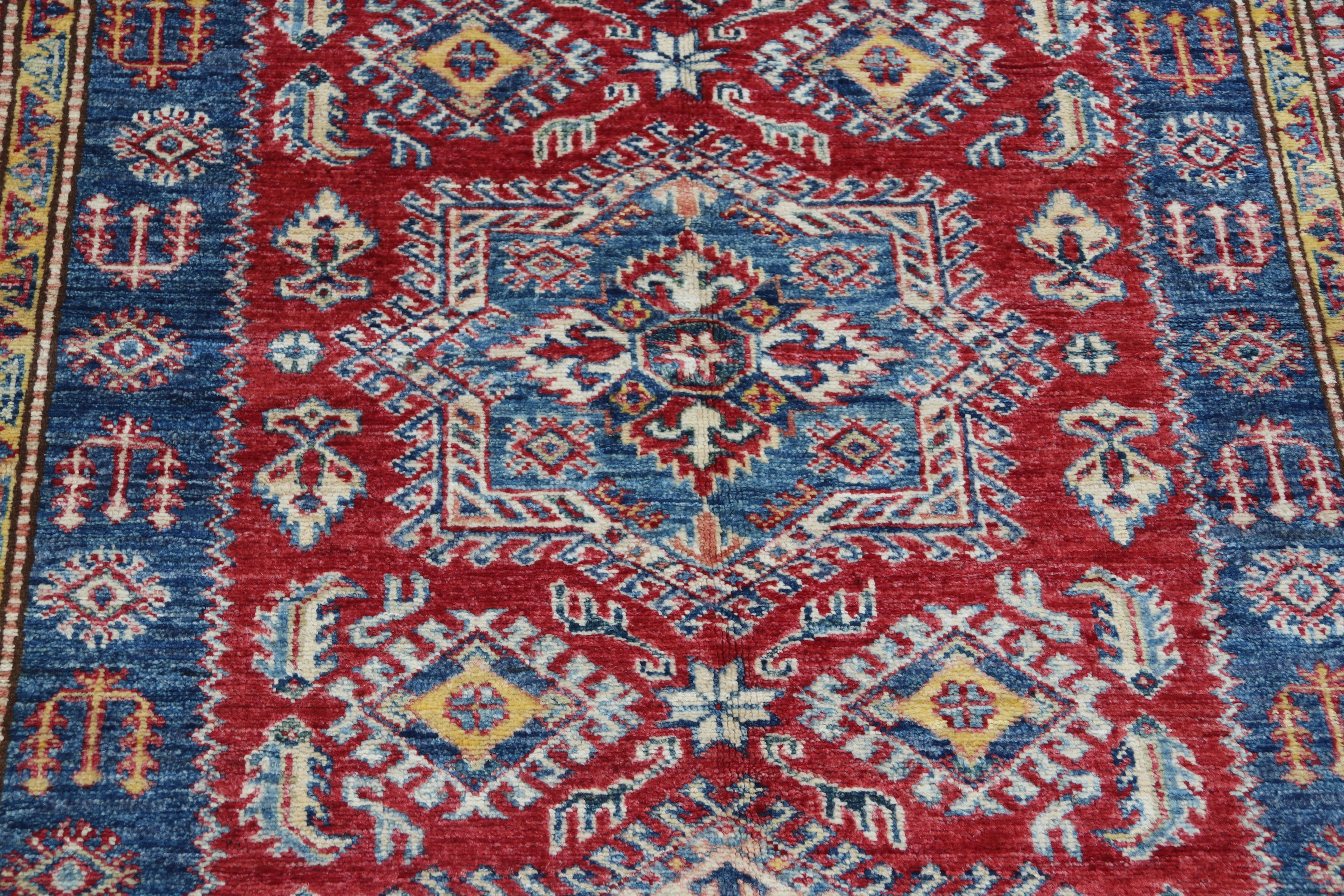 5x7 Red Super Kazak Geometric Handmade Cotton & Wool Rug | Premium Luxury Area Rug