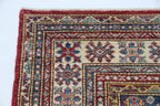 5x7 Red Super Kazak Geometric Handmade Cotton & Wool Rug | Premium Luxury Area Rug